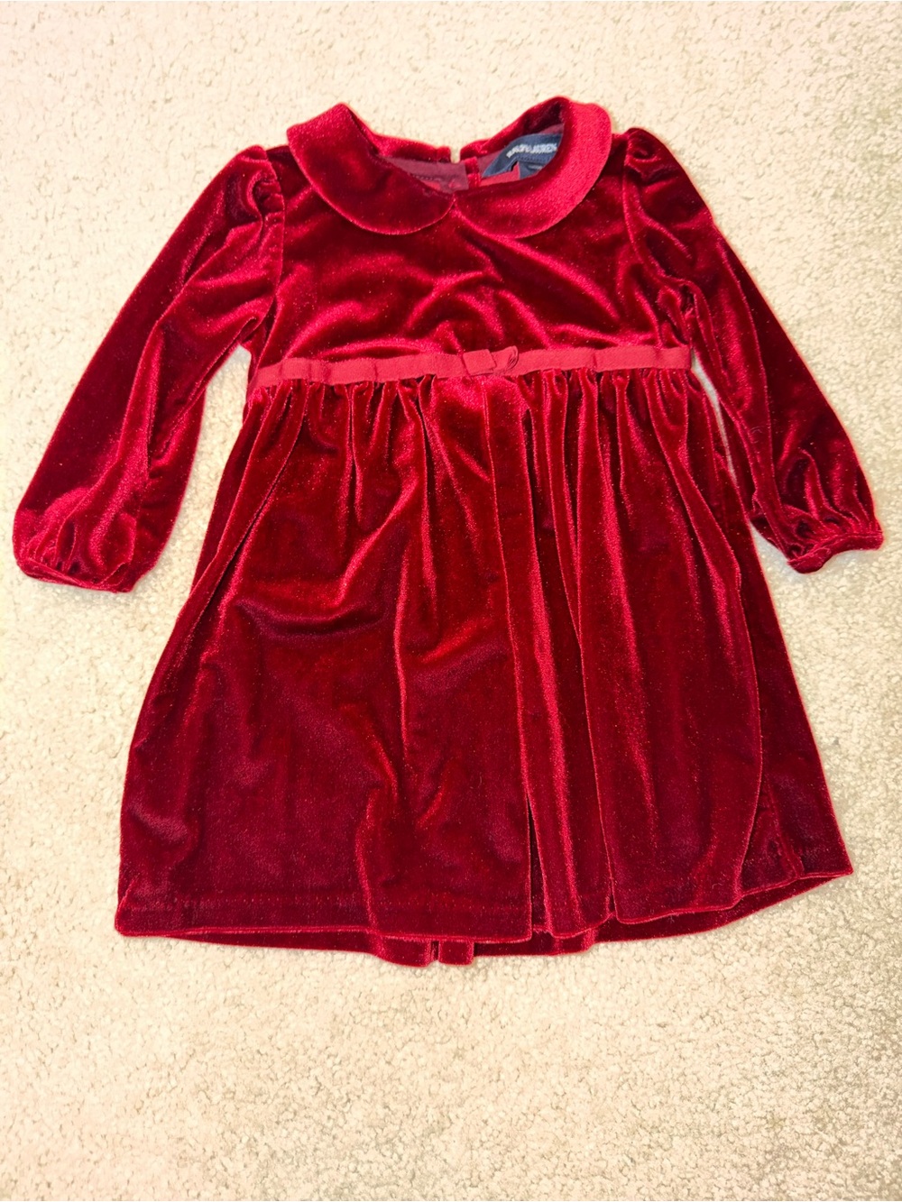 Ralph Lauren Velvet Red Peter Pan Collar Holiday Dress